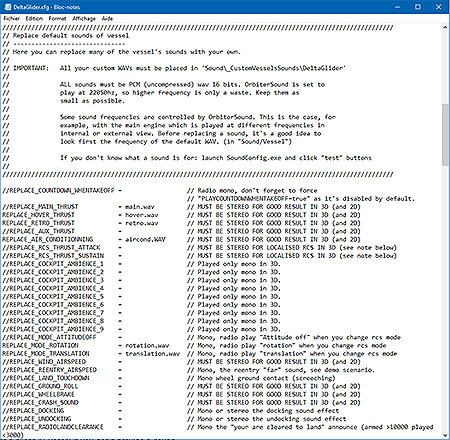 A vessel's sound configuration file